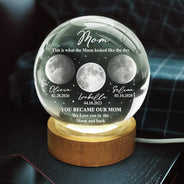 Moon Phase The Moon The Day You Became My Mom - Personalized Crystal Globe Lamp