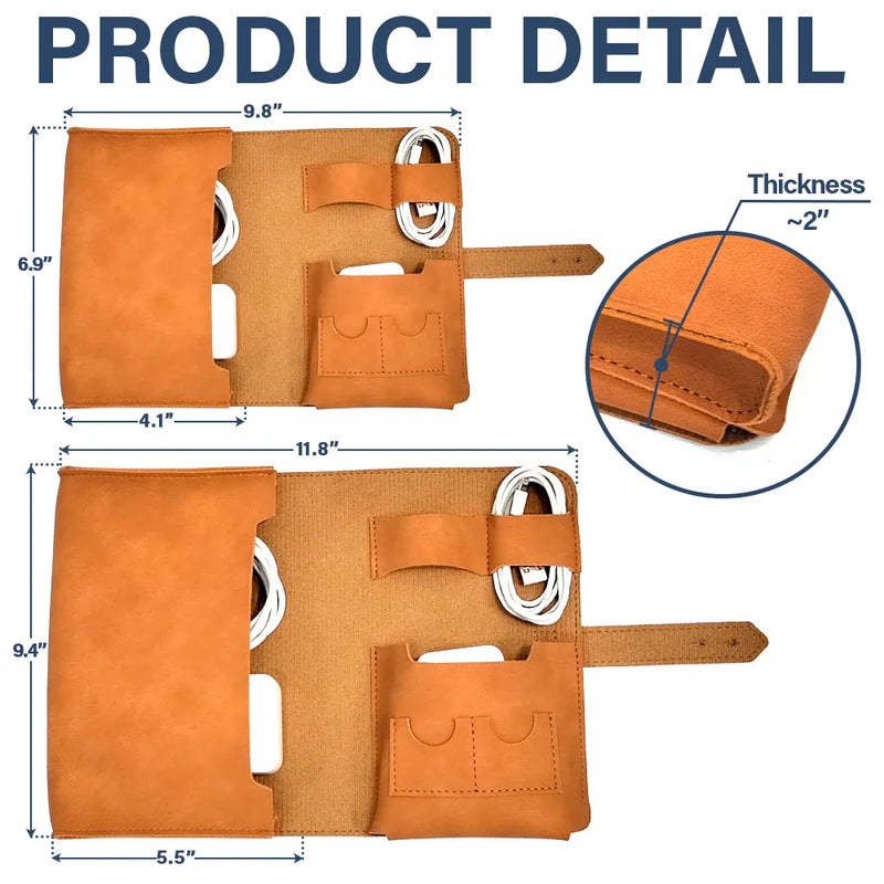 Gift For Yourself, Gift For Women, Gift For Men, Travel, Happy - All My Charging Stuff - Personalized Leather Cable Bag