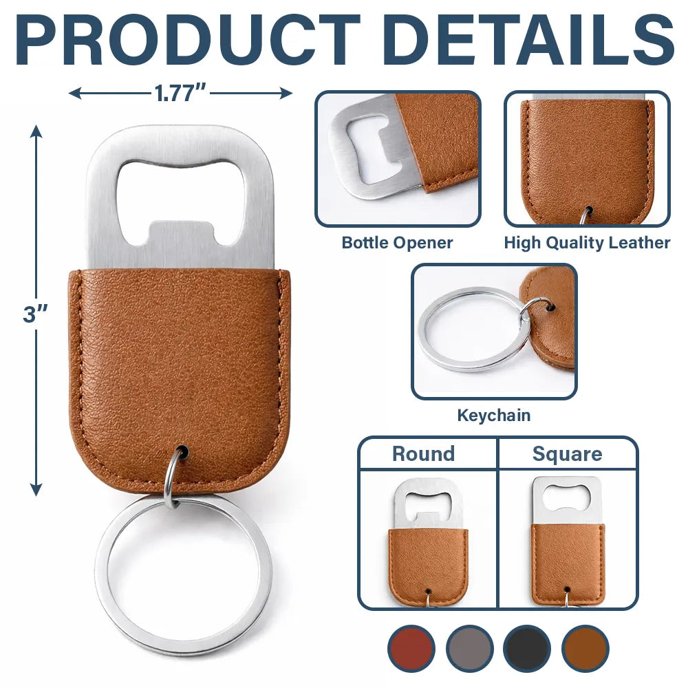 Gift For Father,Gift For Grandpa,Gift For Men,Happy,Retirement - Happy Retirement Gift For Dad Grandpa - Personalized Leather Bottle Opener Keychain