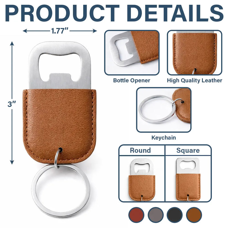 Gift For Father,Gift For Grandpa,Gift For Men,Happy,Retirement - Happy Retirement Gift For Dad Grandpa - Personalized Leather Bottle Opener Keychain