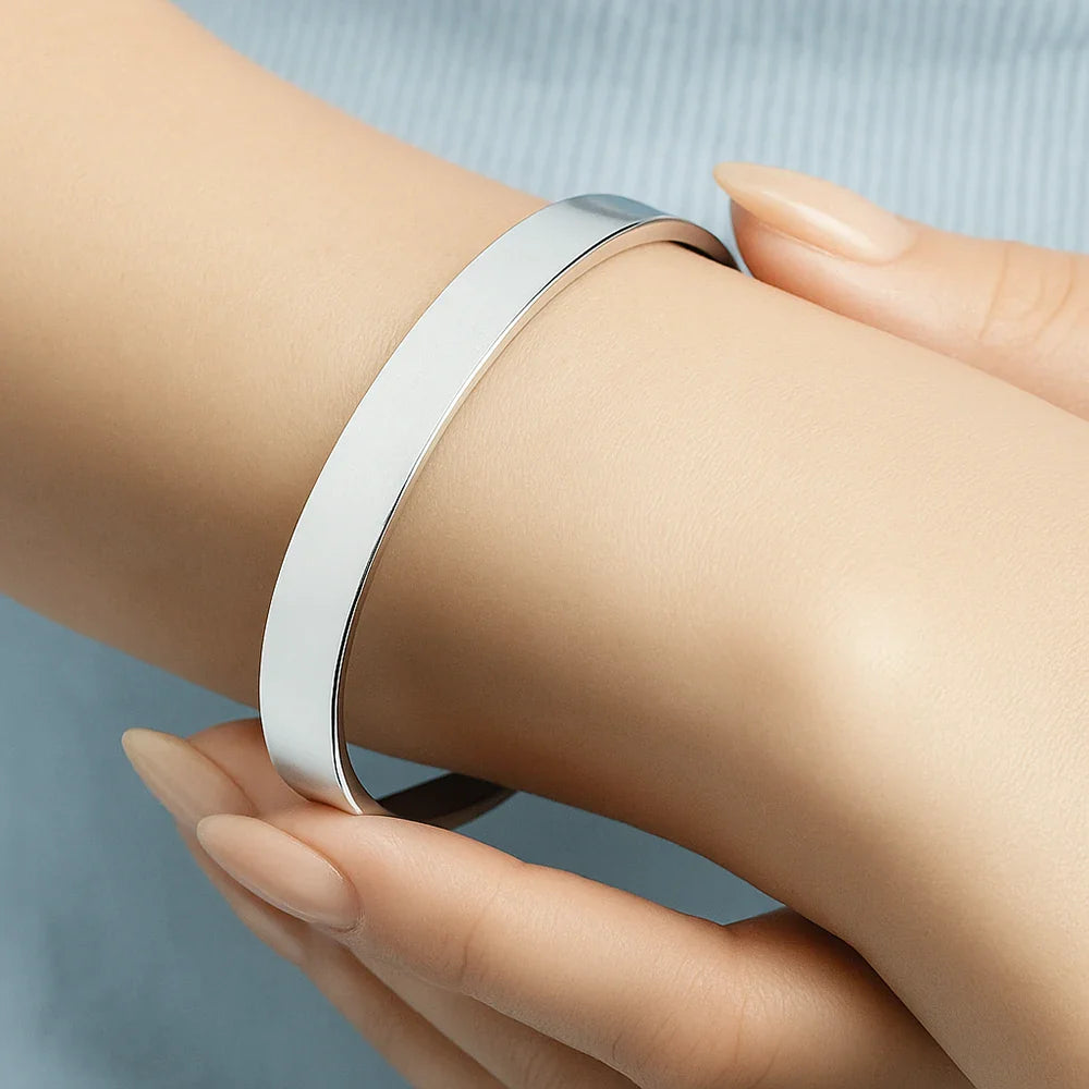 Gift For Mother, Mom - Daughters (Adult), Happy - Always My Mother Forever My Friend - Personalized Bangle Bracelet Cuff