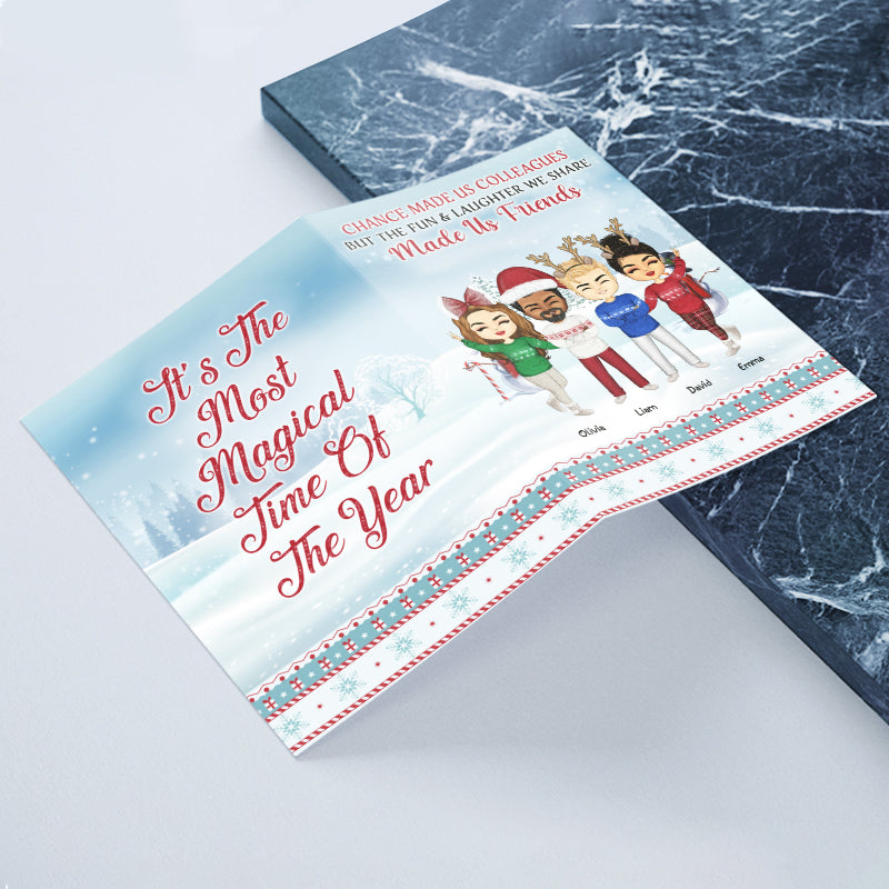 Work Made Us Colleagues - Christmas Gift For Friends And Colleagues - Personalized Custom Folded Greeting Card