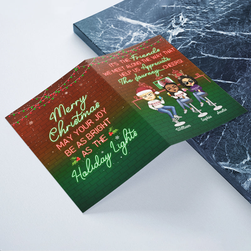 Here's To Another Year Of Bonding Over Alcohol Christmas Best Friends - Christmas Gift For Besties - Personalized Custom Folded Greeting Card