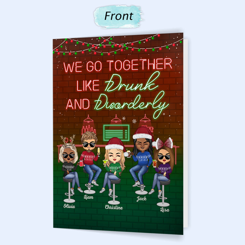 Here's To Another Year Of Bonding Over Alcohol Christmas Best Friends - Christmas Gift For Besties - Personalized Custom Folded Greeting Card