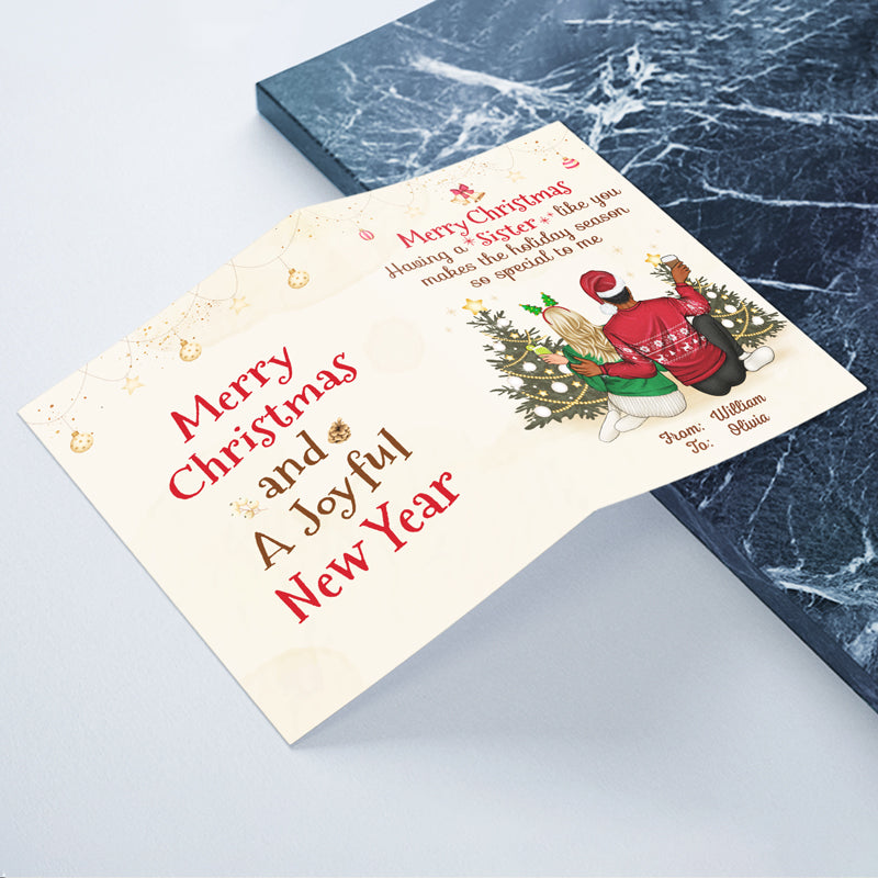 Have A Christmas Filled With Magical Moments Best Friends Sisters And Brothers - Gift For Besties And Siblings - Personalized Custom Folded Greeting Card