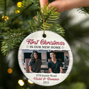 Custom Photo First Christmas In Our New Home - Christmas Gift For Family - Personalized Custom Circle Ceramic Ornament