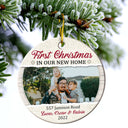 Custom Photo First Christmas In Our New Home - Christmas Gift For Family - Personalized Custom Circle Ceramic Ornament