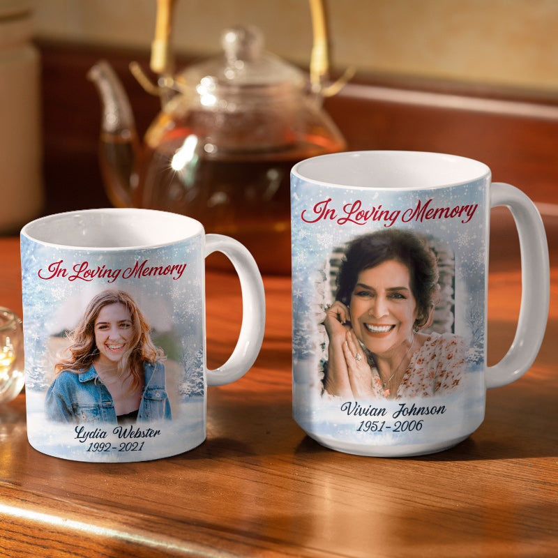 Custom Photo Those We Love Don't Go Away - Christmas Gift - Memorial Gift For Family - Personalized Custom White Edge-to-Edge Mug