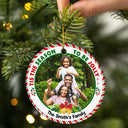 Custom Photo Tis The Season To Be Jolly Family Siblings - Christmas Gift For Family - Personalized Custom Circle Ceramic Ornament