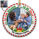 Custom Photo Tis The Season To Be Jolly Family Siblings - Christmas Gift For Family - Personalized Custom Circle Ceramic Ornament