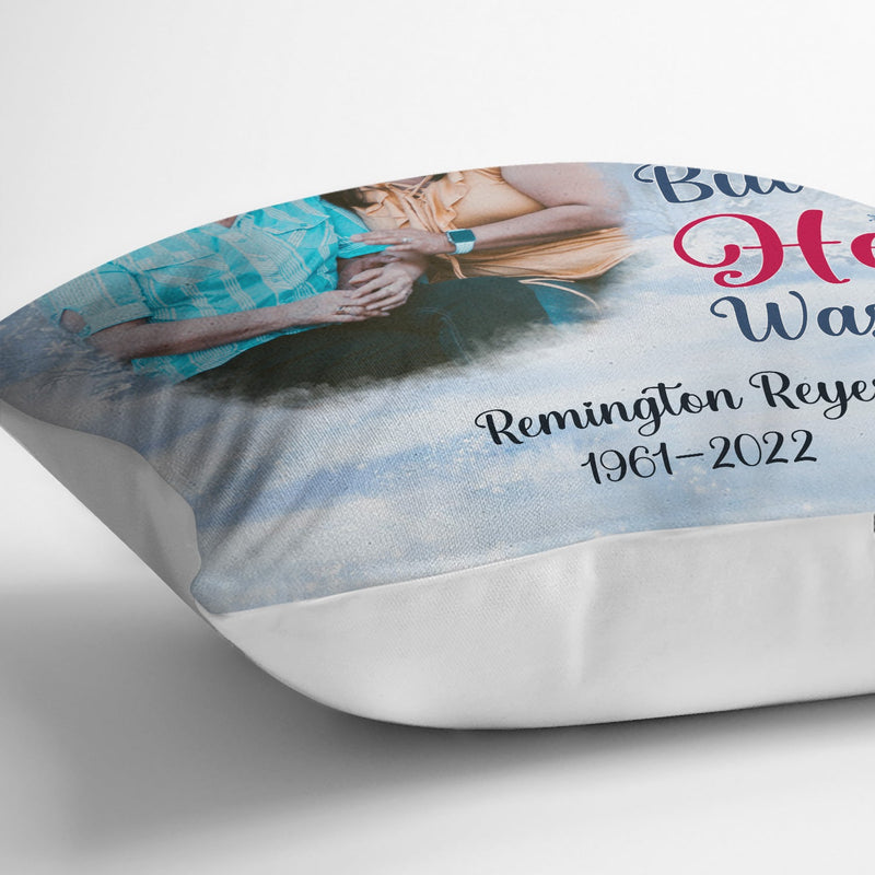 Custom Photo Because Someone We Love Is In Heaven - Christmas Gift - Memorial Gift For Family - Personalized Custom Pillow