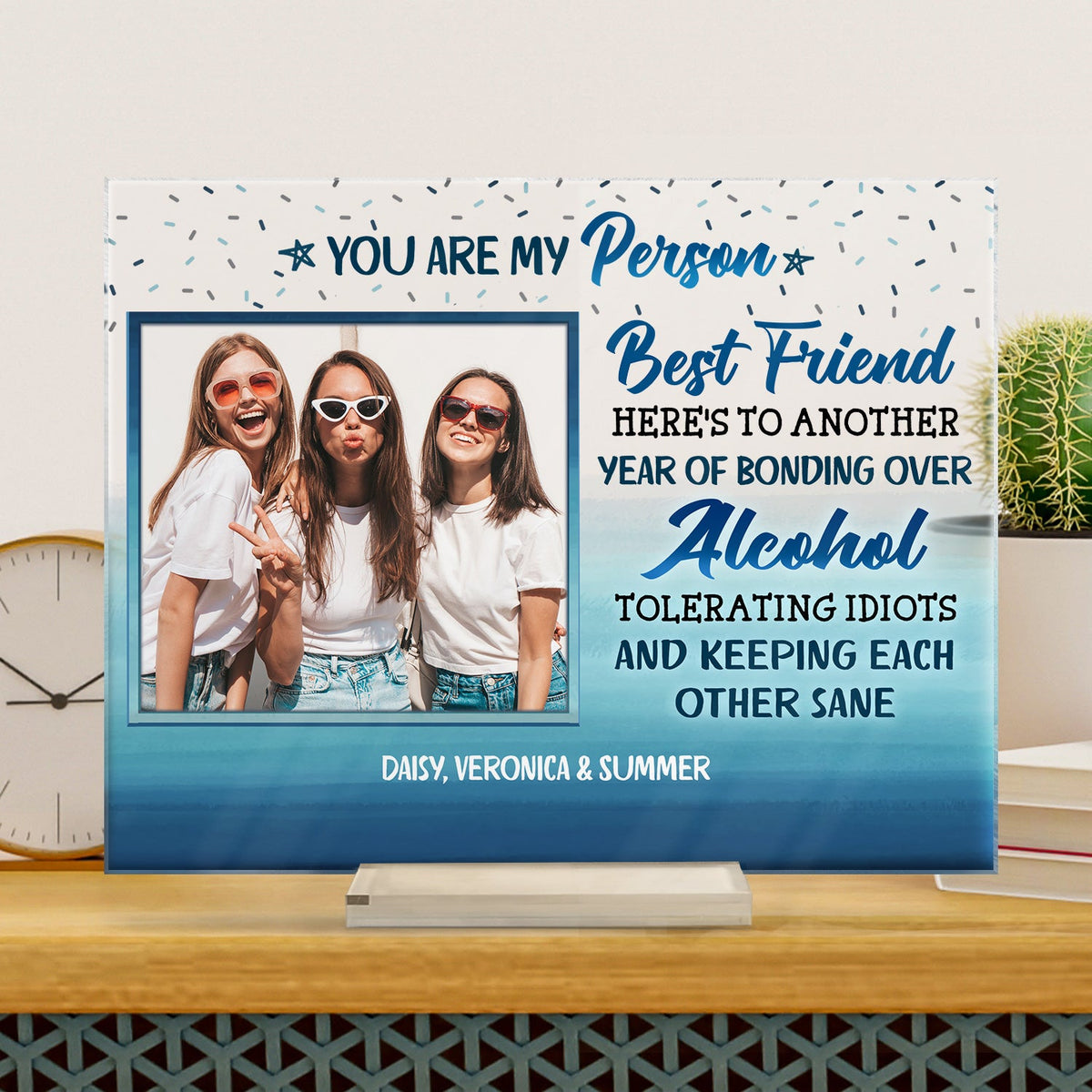 Photo personnalisée des meilleurs amis qui comptent dans notre vie - Cadeau pour BFF - Plaque acrylique rectangulaire horizontale personnalisée
