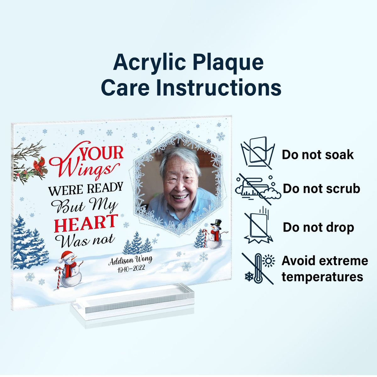 Custom Photo In Loving Memory Those We Love Don't Go Away Christmas - Memorial Gift For Family - Personalized Custom Horizontal Rectangle Acrylic Plaque