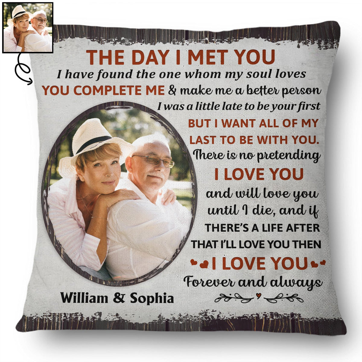 Custom Photo The Day I Met You Family Couple - Anniversary, Birthday Gift For Spouse, Husband, Wife, Boyfriend, Girlfriend - Personalized Custom Pillow