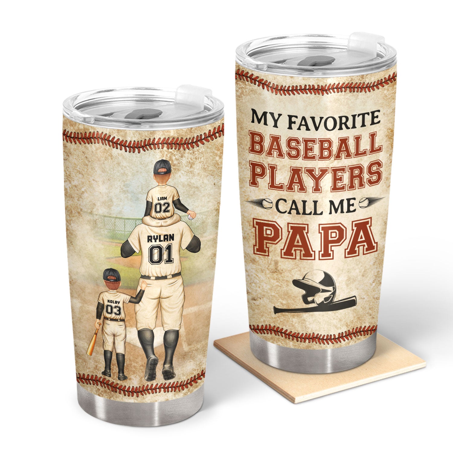 My Favorite Baseball Players Call Me Papa - Birthday Gift For Sport Fan, Father, Grandpa - Personalized Custom Tumbler