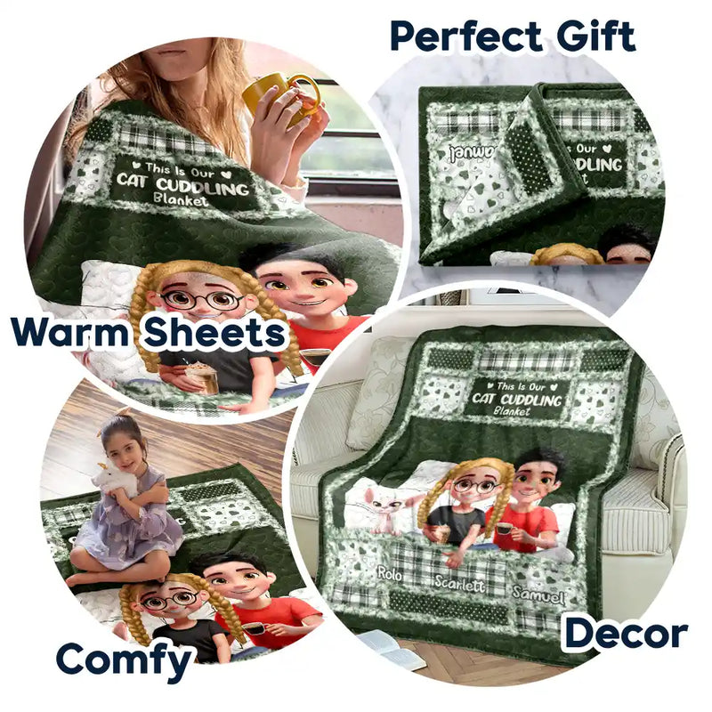 Gift For Couples,Gift For Husband,Gift For Wife,Gift For Boyfriend,Gift For Girlfriend,LGBT,Dog Lovers,Cat Lovers,Dog Couple,Cat Couple,Pet Couple,Pet Lovers,Love - Quilt Pattern Our Dog Cat Cuddling Blanket - Personalized Fleece Blanket, Sherpa Blanket