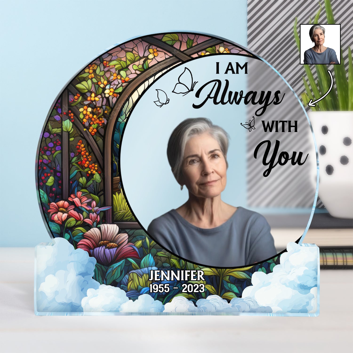 Custom Photo Always With You - Memorial Gift - Personalized Round Shaped Acrylic Plaque