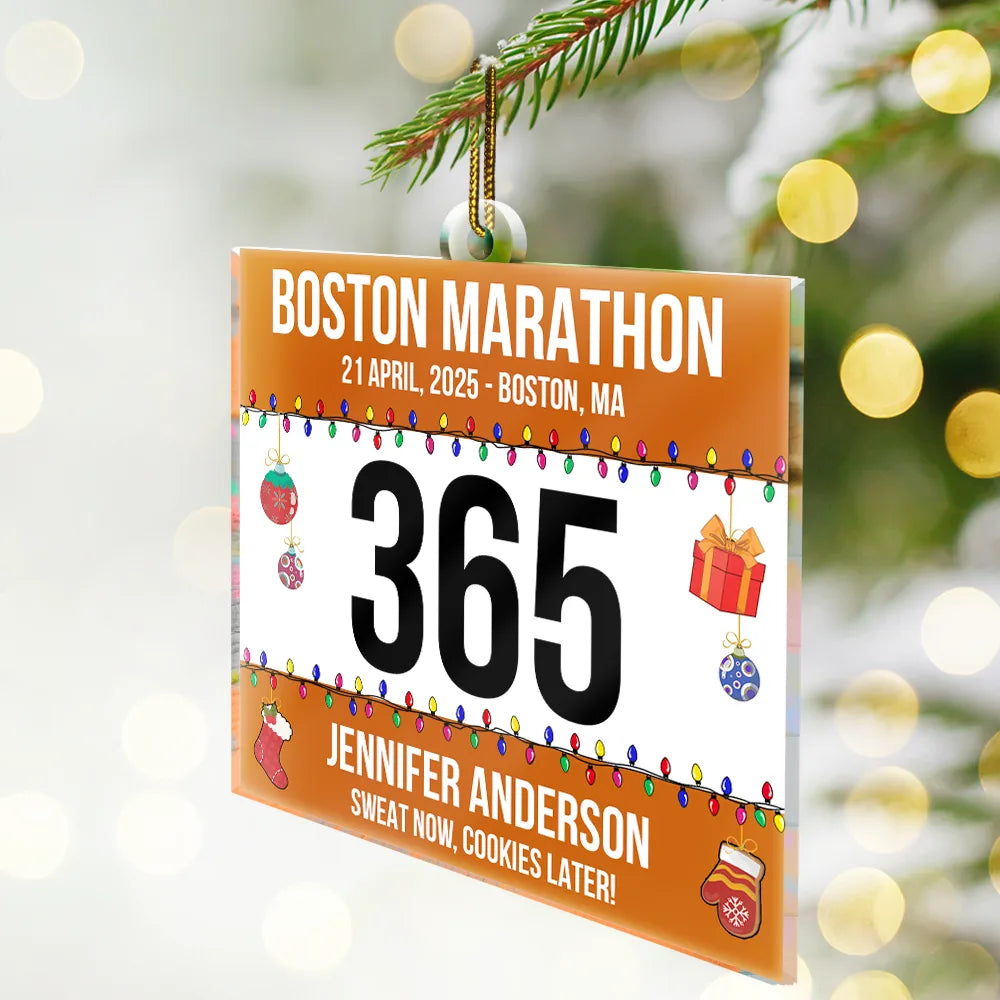 Gift For Yourself, Gift For Women, Gift For Men, Happy, Christmas, Top Market - Race Bib For Runner - Personalized Custom Shaped Acrylic Ornament