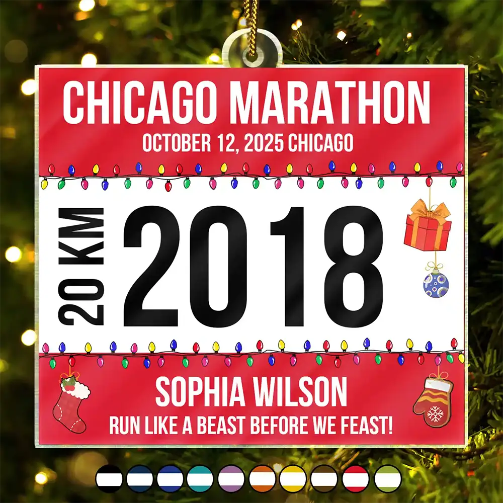Top Market,Gift For Yourself,Gift For Women,Gift For Men,Christmas,Happy - Race Bib For Runner Christmas - Personalized Custom Shaped Acrylic Ornament