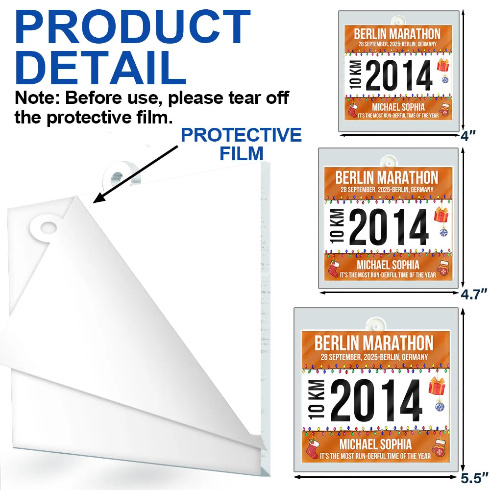 Top Market,Gift For Yourself,Gift For Women,Gift For Men,Christmas,Happy - Race Bib For Runner Christmas - Personalized Custom Shaped Acrylic Ornament