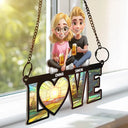 Gift For Couples,Gift For Husband,Gift For Wife,Gift For Boyfriend,Gift For Girlfriend,LGBT - Rainbow Love Is Love - Personalized Window Hanging Suncatcher Ornament