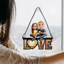 Gift For Couples,Gift For Husband,Gift For Wife,Gift For Boyfriend,Gift For Girlfriend,LGBT - Rainbow Love Is Love - Personalized Window Hanging Suncatcher Ornament