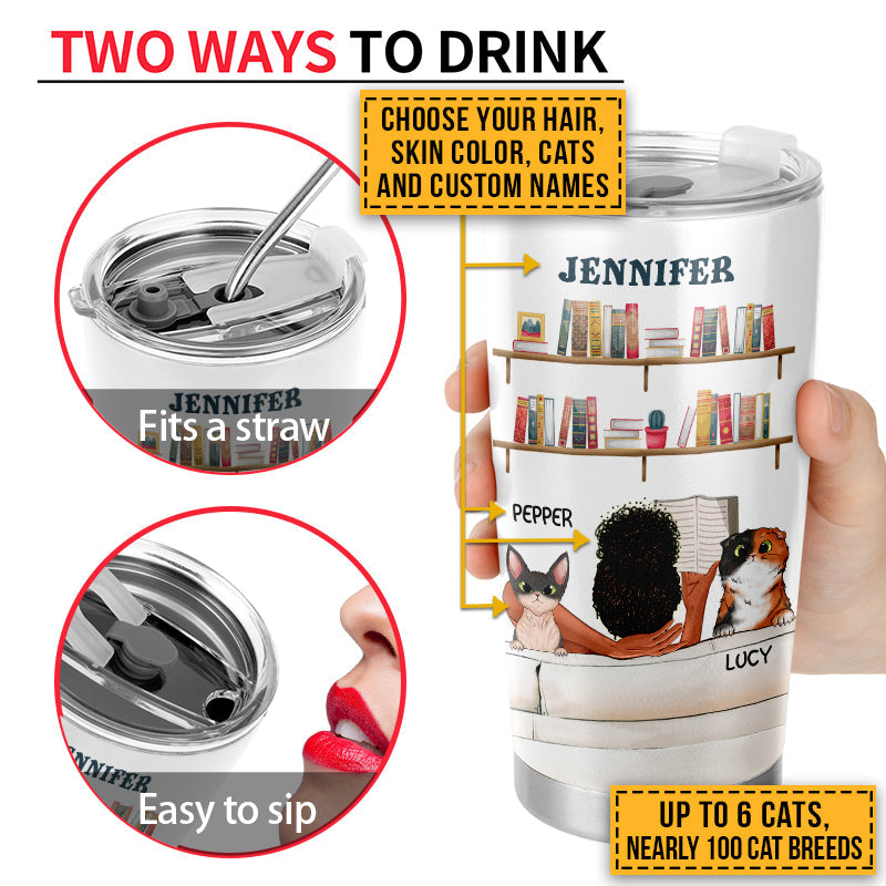 Lecture de livres Chaton Chat Dame Je veux juste un gobelet personnalisé