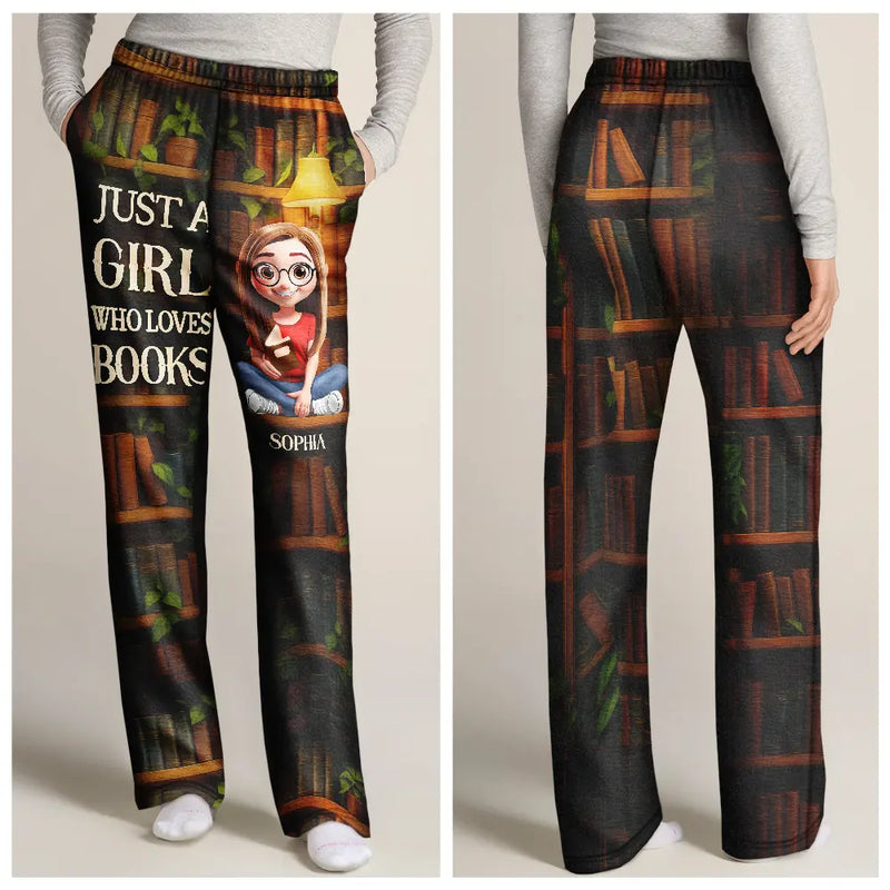Reading,Gift For Yourself,Gift For Women,Happy - Reading Just A Girl Who Loves Books 3D Effect - Personalized Sweatpants