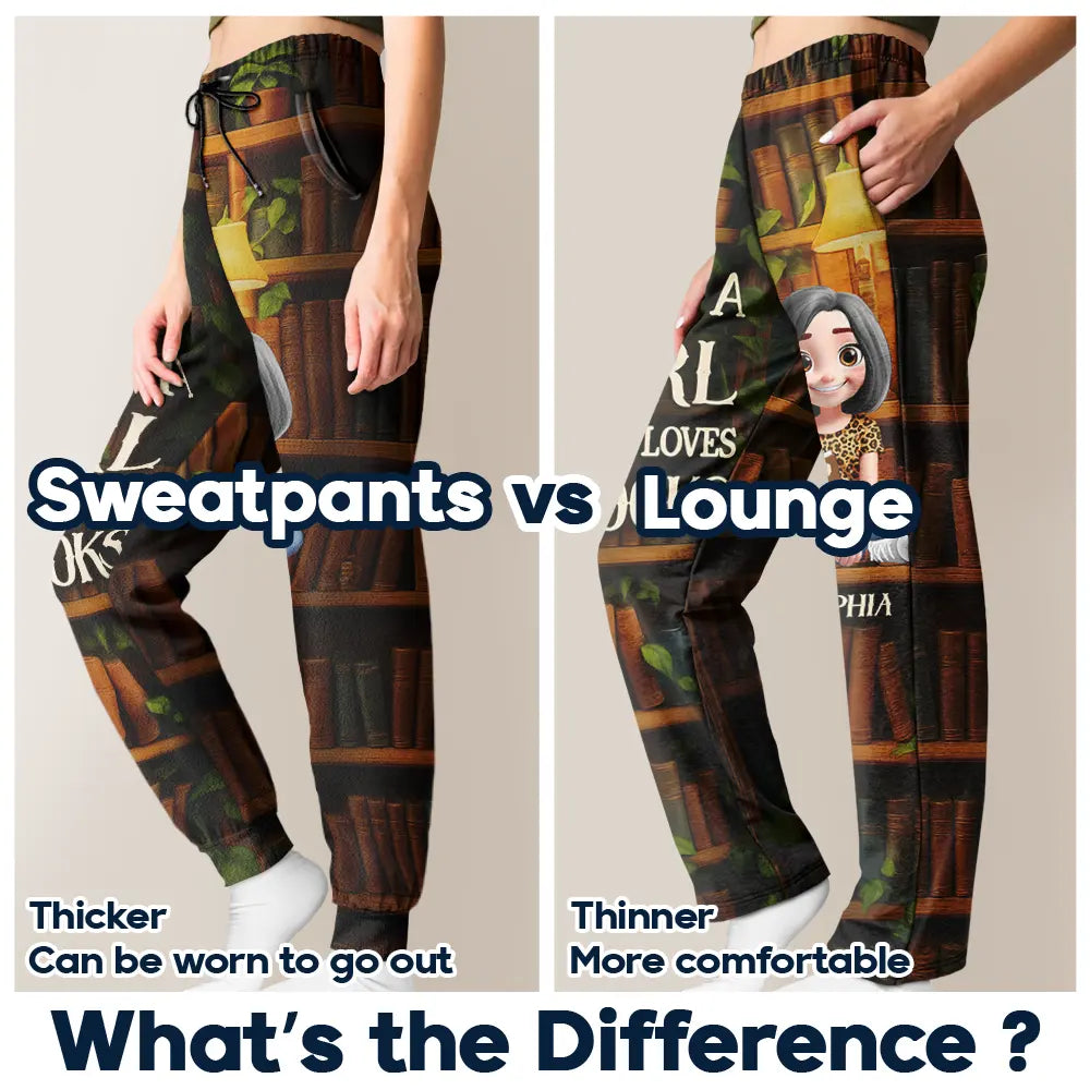 Reading,Gift For Yourself,Gift For Women,Happy - Reading Just A Girl Who Loves Books 3D Effect - Personalized Sweatpants