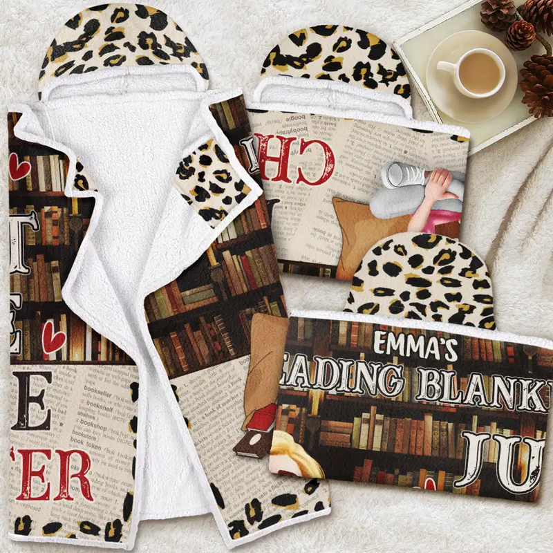 Reading,Gift For Yourself,Gift For Women,Happy - Reading Blanket Just A Girl Who Loves Books - Personalized Wearable Hooded Blanket