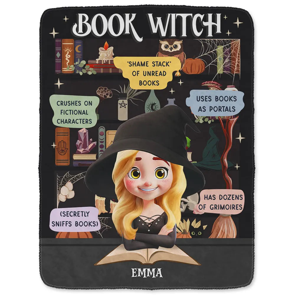 Halloween, Reading, Gift For Yourself, Gift For Women, Happy - Reading Book Witch Blanket - Personalized Fleece Blanket, Sherpa Blanket