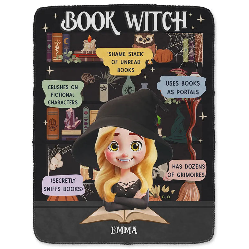 Halloween, Reading, Gift For Yourself, Gift For Women, Happy - Reading Book Witch Blanket - Personalized Fleece Blanket, Sherpa Blanket