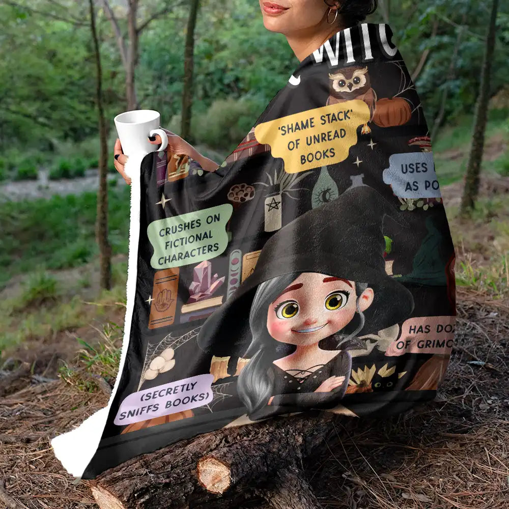 Halloween, Reading, Gift For Yourself, Gift For Women, Happy - Reading Book Witch Blanket - Personalized Fleece Blanket, Sherpa Blanket