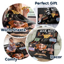 Halloween, Reading, Gift For Yourself, Gift For Women, Happy - Reading Book Witch Blanket - Personalized Fleece Blanket, Sherpa Blanket