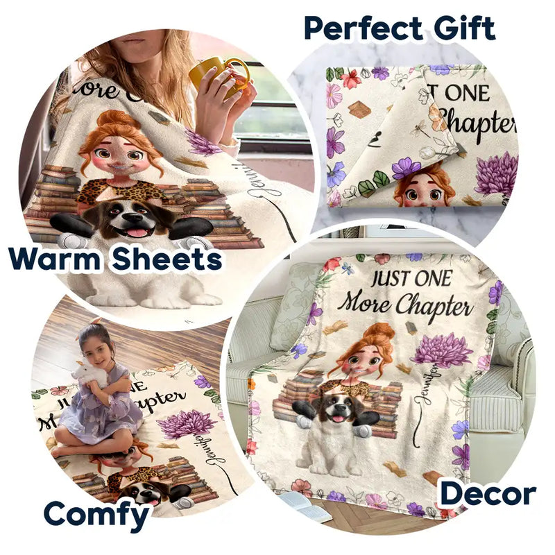 Reading, Pet Lovers, Cat Lovers, Happy - Reading Girl Who Loves Books & Pets Birth Month Flower - Personalized Fleece Blanket, Sherpa Blanket