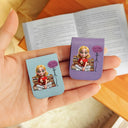 Reading,Gift For Yourself,Happy - Reading Girl With Birth Month Flower - Personalized Leather Magnetic Bookmark