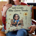 Reading,Gift For Yourself,Gift For Women,Happy - Reading Girl With Birth Month Flower - Personalized Pillow