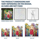 Happy, Reading, Gift For Yourself, Gift For Women, Gift For Men - Reading Girl With Books - Personalized Window Corner Suncatcher