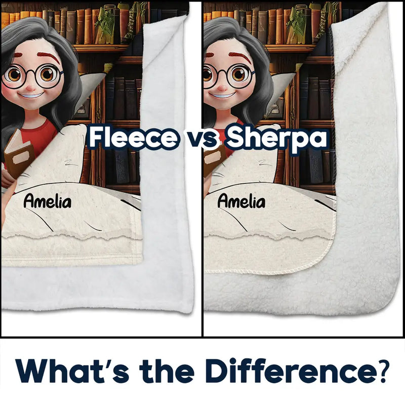 Reading,Gift For Yourself,Happy - Reading Is My Happy Place - Personalized Fleece Blanket, Sherpa Blanket