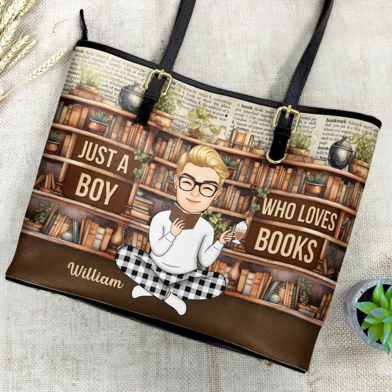 Reading,Gift For Yourself,Gift For Women - Reading Just A Girl Who Loves Books - Personalized Leather Tote Bag
