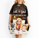 Reading,Gift For Yourself,Gift For Women,Happy,Cat Lovers - Reading Pajamas Girl Who Loves Books - Personalized Women's Sleep Tee