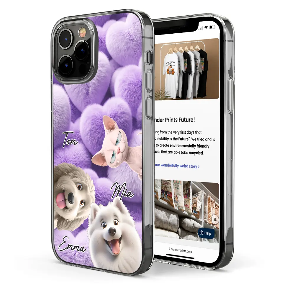 Pet Lovers,Pet Mom,Pet Dad,Dog Lovers,Dog Mom,Dog Dad,Cat Lovers,Cat Mom,Cat Dad,Gift For Women,Gift For Men,Top Market - Realistic 3D Furry Effect Pet Mom Pet Dad - Personalized Clear Phone Case