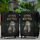 Gift For Grandpa,Happy,Travel - Realistic Art Papa Dad Wolf Pack - Personalized Luggage Cover