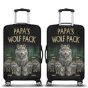 Gift For Grandpa,Happy,Travel - Realistic Art Papa Dad Wolf Pack - Personalized Luggage Cover