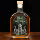 Dad - Children,Gift For Grandpa,Gift For Father,Happy - Realistic Art Papa Dad Wolf Pack - Personalized Whiskey Bottle
