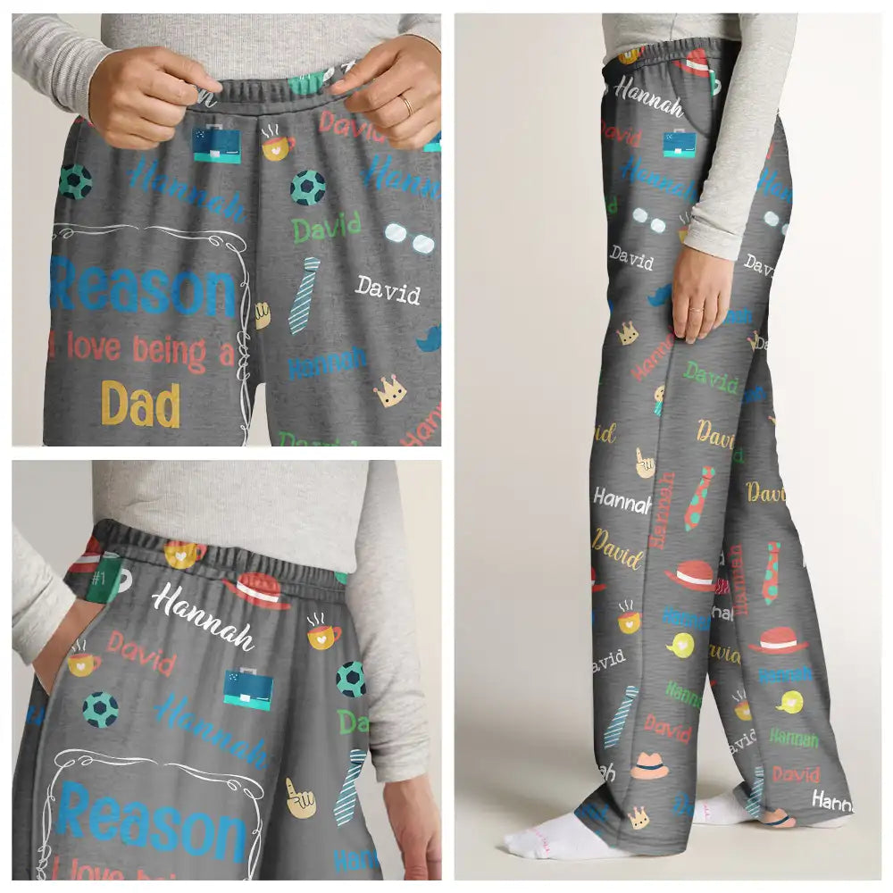 Gift For Grandpa,Gift For Father,Funny - Reason I Love Being A Grandpa Dad Custom Names - Personalized Pajama Pants