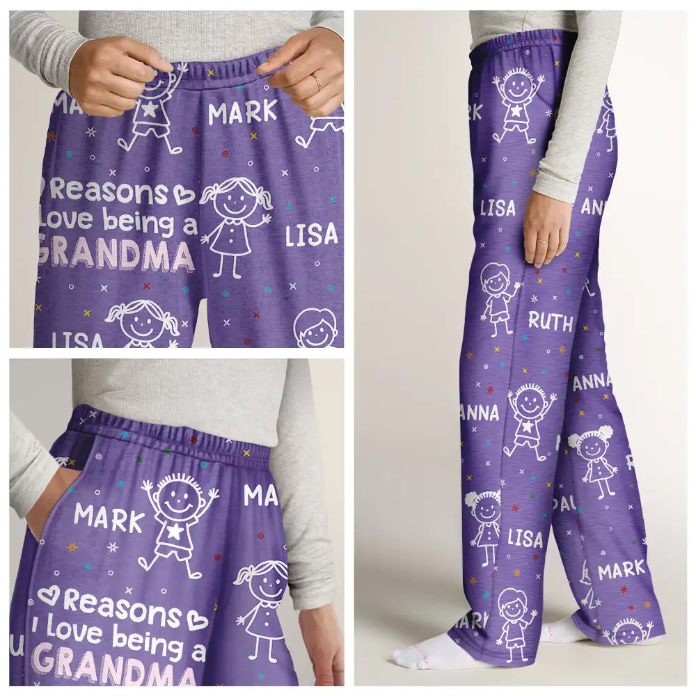 Gift For Grandpa,Gift For Father,Funny,Stick Figure - Reasons I Love Being Papa Stick Figures - Personalized Pajama Pants