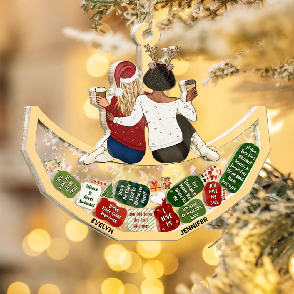 Christmas,Gift For Bestie,Happy - Reasons You Are My Besties - Personalized 3-Layered Acrylic Shaker Ornament