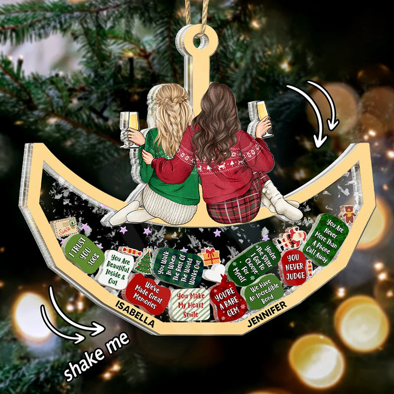 Christmas,Gift For Bestie,Happy - Reasons You Are My Besties - Personalized 3-Layered Acrylic Shaker Ornament