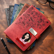 Gift For Wife,Gift For Girlfriend,Gift For Yourself,Gift For Women,Gift For Mother,Gift For Grandma,Mom's Hobby,Grandma's Hobby,Happy,Cooking,Baking  - Recipe Book - Personalized Leather Notebook Set